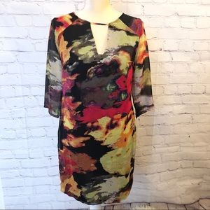 DressT colorful watercolor double v-neck dress